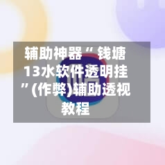 辅助神器“ 钱塘13水软件透明挂	”(作弊)辅助透视教程-第2张图片
