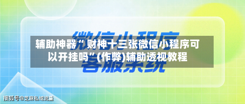 辅助神器“ 财神十三张微信小程序可以开挂吗”(作弊)辅助透视教程-第2张图片
