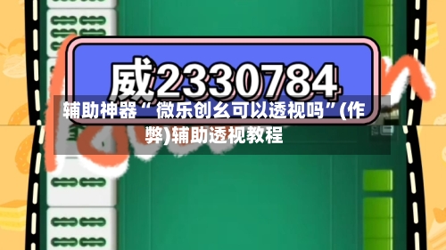 辅助神器“ 微乐创幺可以透视吗”(作弊)辅助透视教程